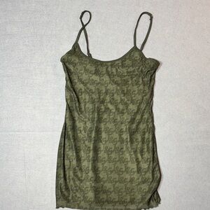 JGR & STN Olive/Forest Green Pattern Mesh Mini Dress